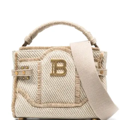 BALMAIN WOMEN B-Buzz 22 Raffia Bag Top Handle Natural USD1783.00