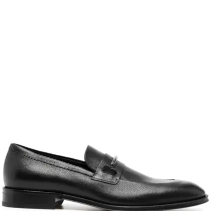 BOSS 30mm Grained Leather Loafers Black USD428.00