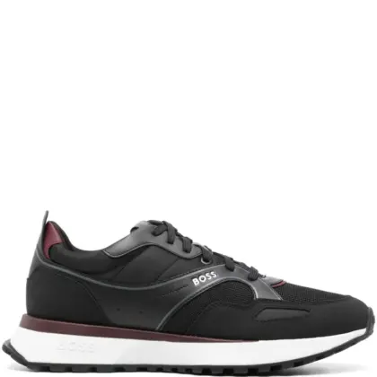 BOSS MEN Panelled Low Top Sneakers Black/White/Bordeaux Red USD239.00