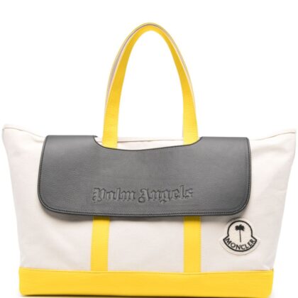 MONCLER GENIUS X 8 MONCLER PALM ANGELS Logo Canvas Tote Bag Off-White Yellow USD870.00