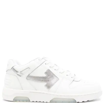 OFF-WHITE Out Of Office Low Top Leather Sneakers White Silver USD612.00