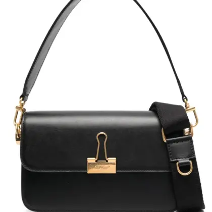 OFF-WHITE WOMEN Plain Binder Clip Medium Shoulder Bag Black USD872.00